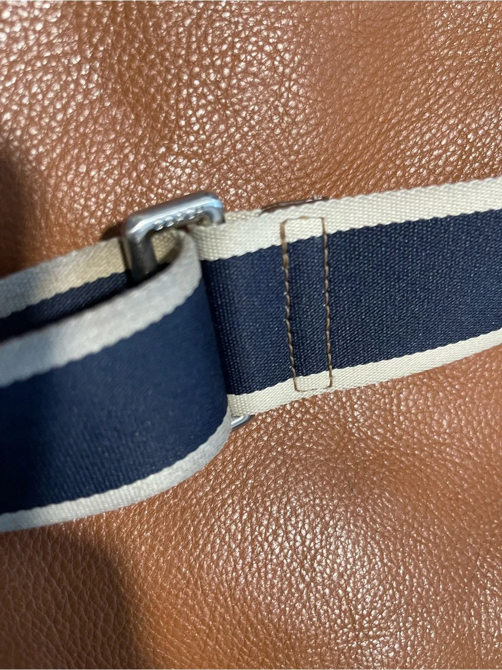 Coach Brown Leather Messenger Bag with Navy-Trim Strap Have Some Rubs Unisex